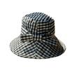 New Korean-style plaid fisherman hat for women, spring and summer, large brim, makes the face look smaller, floral pattern, sun protection hat