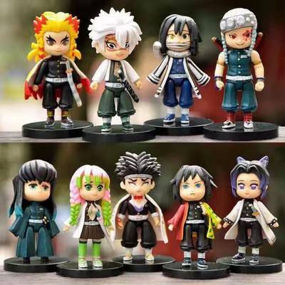 9 Stück Anime Demon Slayer Kimetsu no Yaiba Figur Kamado Tanjirou Actionfigur Agatsuma Zenitsu Nezuko Krieger PVC Modell Spielzeug Geschenk