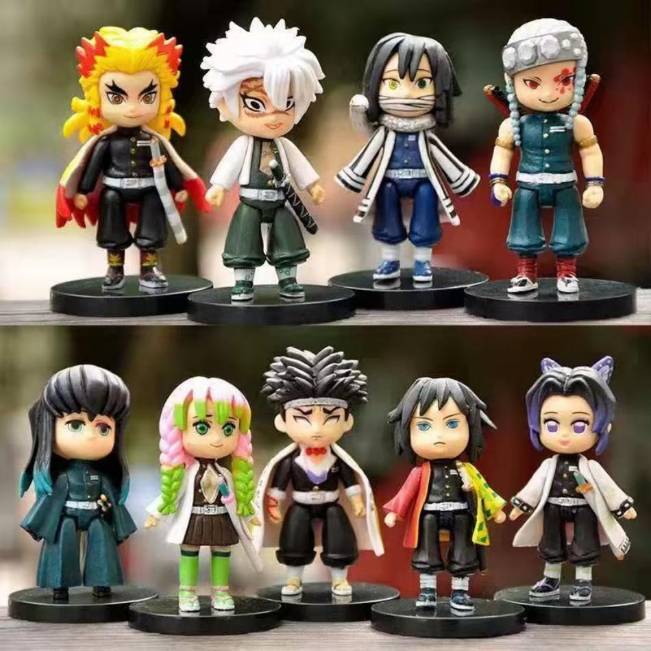 9pcs Anime Demon Slayer Kimetsu No Yaiba Figure Kamado Tanjirou Action Figure Agatsuma Zenitsu Nezuko Warrior Pvc Model Toy Gift