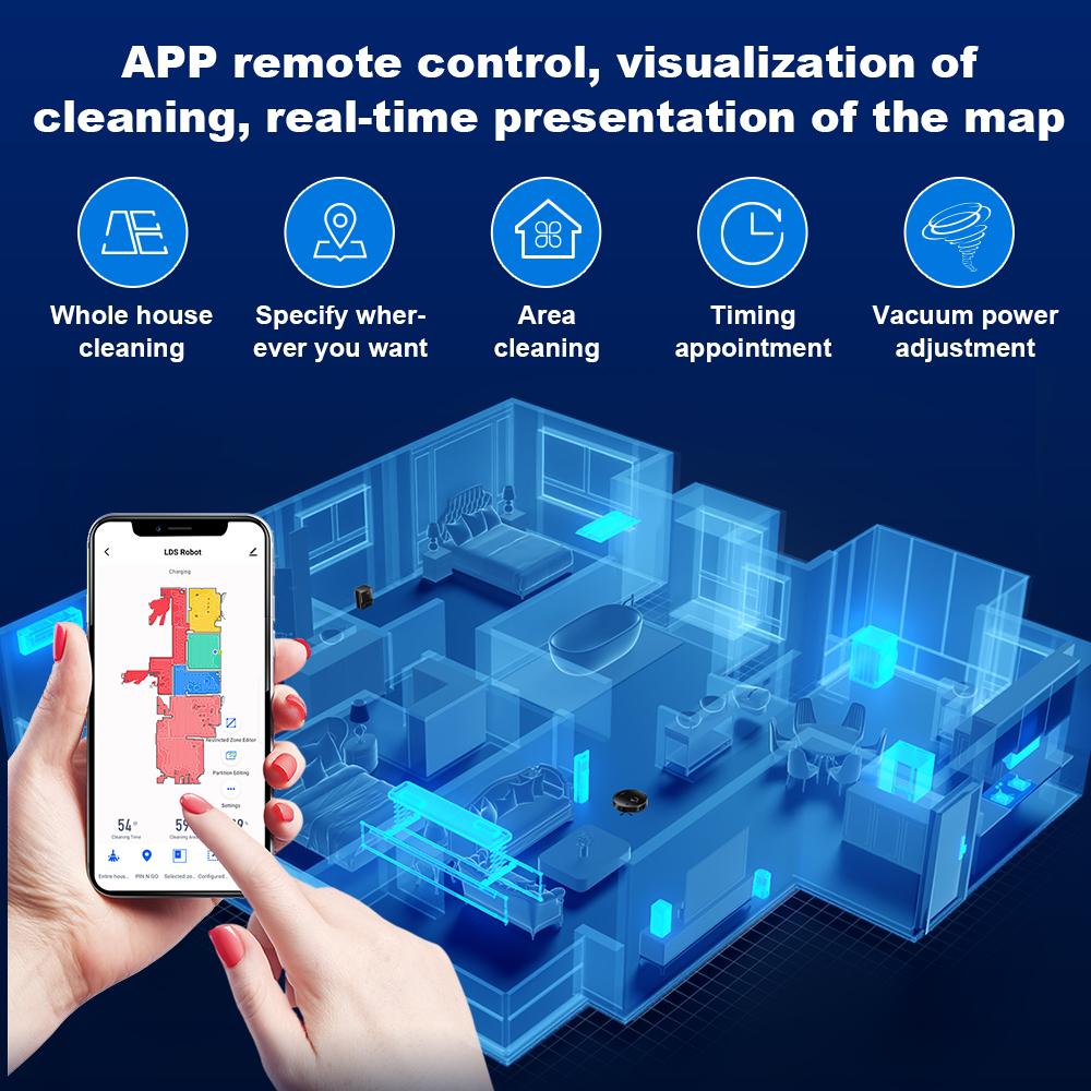 Liectroux M70 PRO LDS Robot Vacuum Cleaner  With Self-emptying Dustbin, Multi-floor Map Storage, 6.5KPa Suction