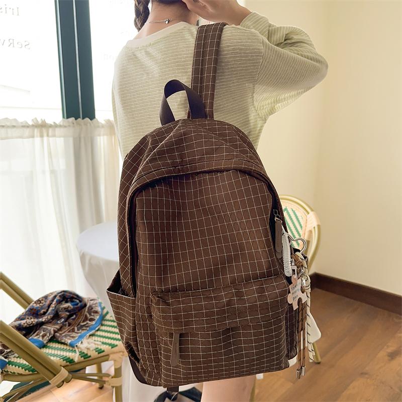 Karrierten Rucksack Große Kapazität Schülertasche Damen Reise Rucksack