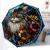 1PC Stained Cat Art Automatic Open/close, All-Season Portable Folding Umbrella for Women & Men Yy250919181