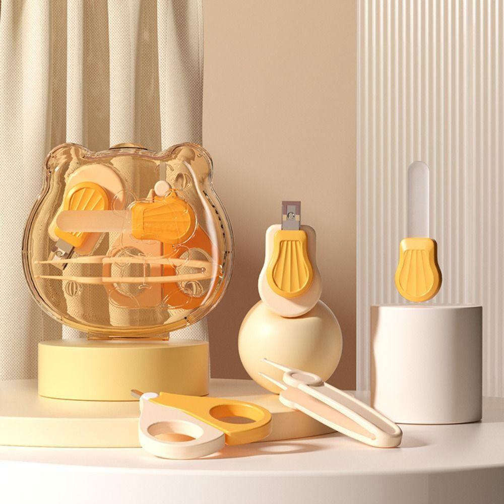 

4pcs/set Stainless Steel Baby Nail Clipper Set Anti-clipping Nail Files Travel розовый