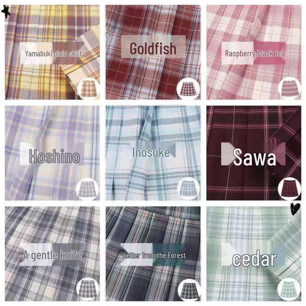 Japanese JK School Uniform Plaid Skirt Set - Women's Short Sleeve Pleated Skirt