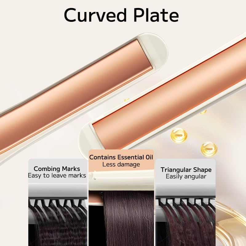 PLUZZ Hair Mini Iron for Straightening and Compatible with Fast 5 Temperature 200 Million Negative Silk for Compact for Ceramic High with Function