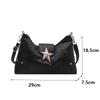 Women PU Star Decor Shoulder Bag Chic Hobo Bag Large Capacity Fashion Crossbody Bag Solid Color Sweet Underarm Bag AVE
