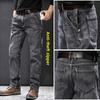 Fleece Jeans, Men's Wide-leg Plus-size, Loose Straight, Thickened Autumn and Winter Trousers