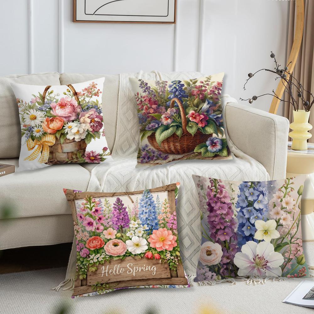 Lebendige pastellfarbene Blumen Kissenbezug Für Kissen Druck Sofa Dekoration Wohnraum Café Büro Nordische Schlichtheit