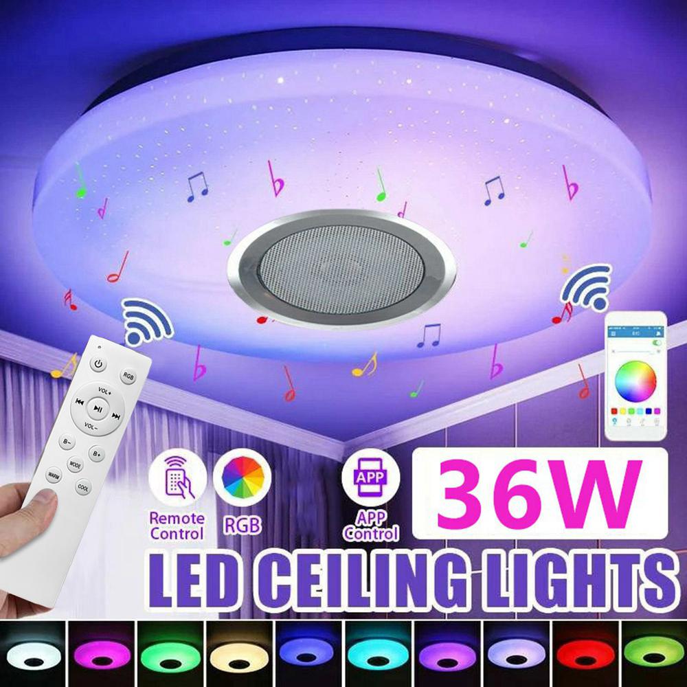 Round LED Music Ceiling Light 30CM 36W Bluetooth-Compatible Smart RGB Colorful Lamp Support Remote/APP Control