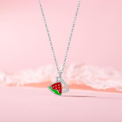 Collier Pastèque Collection Île d'Été Originale Féminité Navette Étudiant Doux Acier Inoxydable Chaîne Clavicule