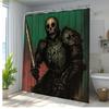 1pc Knight Warrior Medieval Armor Sword Printed Shower Curtain Dark Green Black Red Battleground Design Fashion Home Curtains