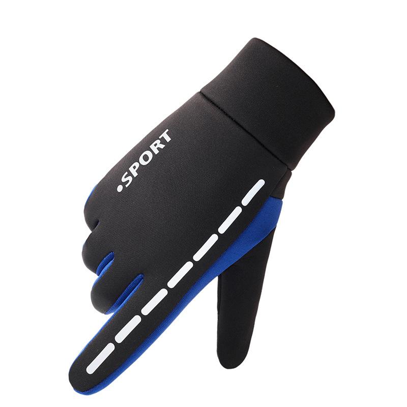 Sports Fleece Warm Color Blocked Gloves Men Touch Screen Skiing Cycling Cold Resistant Outdoor