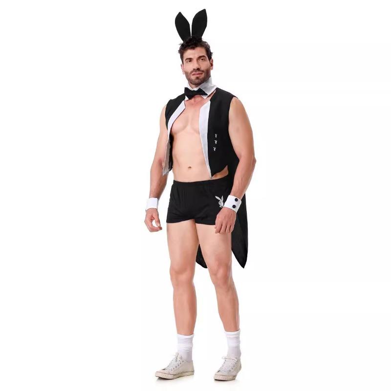 Halloween, new, men's sex uniform, bar maid rabbit dress up, costume suit