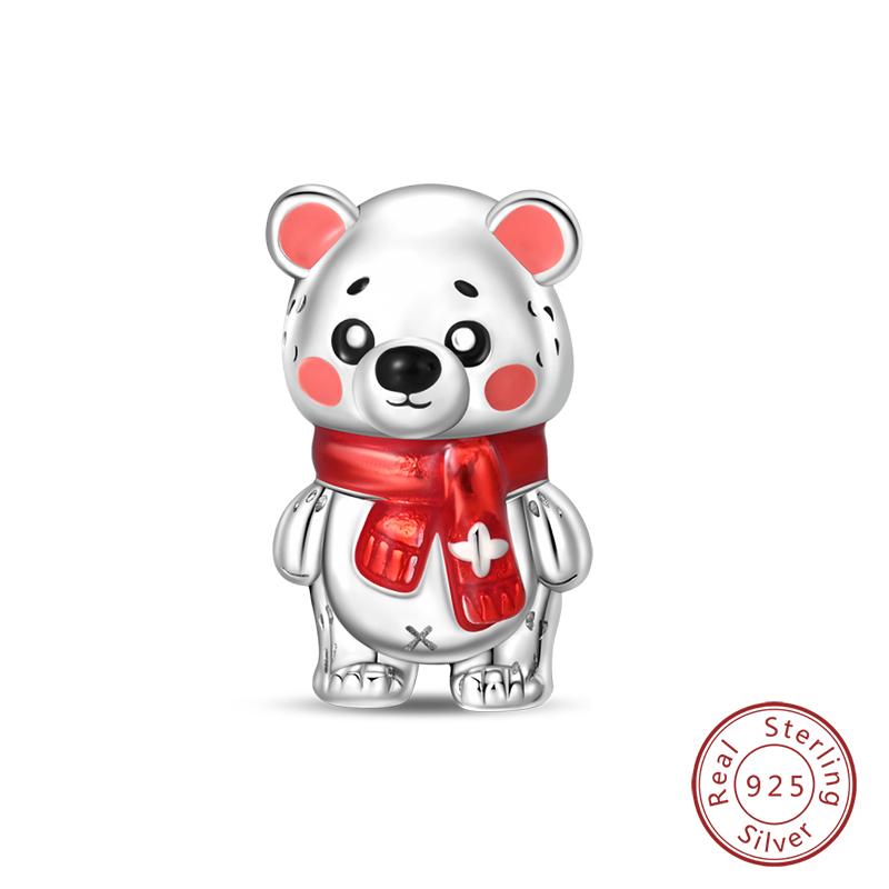 New Winter Charms Bead Copper Snowflake Snowman Penguin Deer Dangle Fit Bangle Bracelet Necklace Diy Jewelry