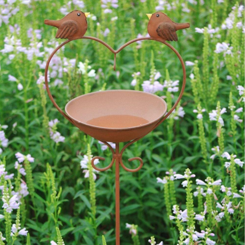 Retro Bird Feeder Ground Plugin Decorative Bird Feeding Dish Crafts Bird Water Bowl  Drinking