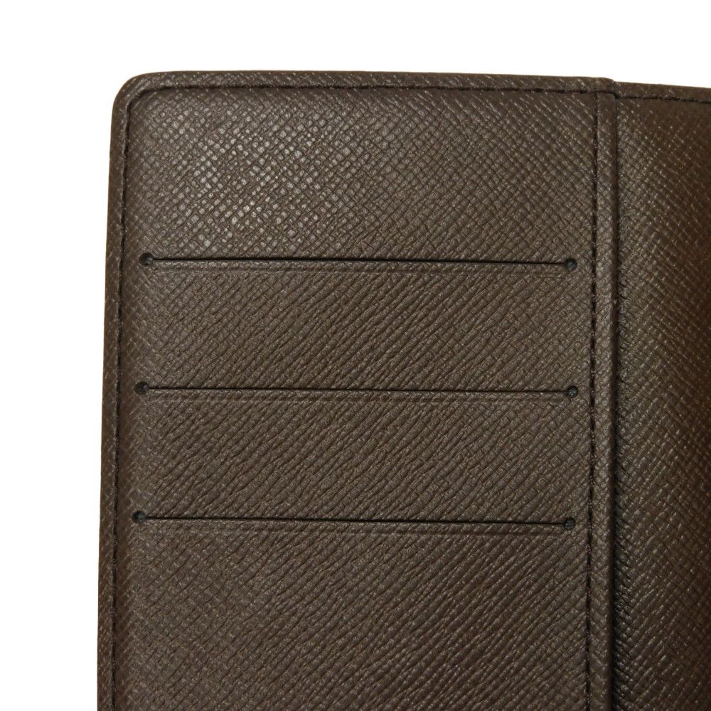 Used Louis Vuitton Damier Card Case, 12564 Agenda PM R20700 8001 Logo Brown Diary with 6 Holes and Checkered Pattern