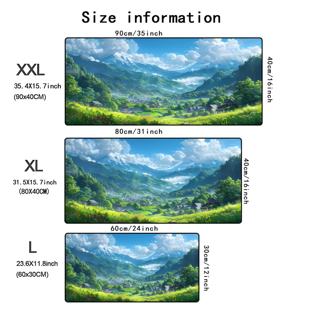 Anime Countryside Scenery Large Desk Mat Sky Cloud Mountain Road Xxl Mouse Pad NonSlip Stitched Edge Keyboard Gaming Mat