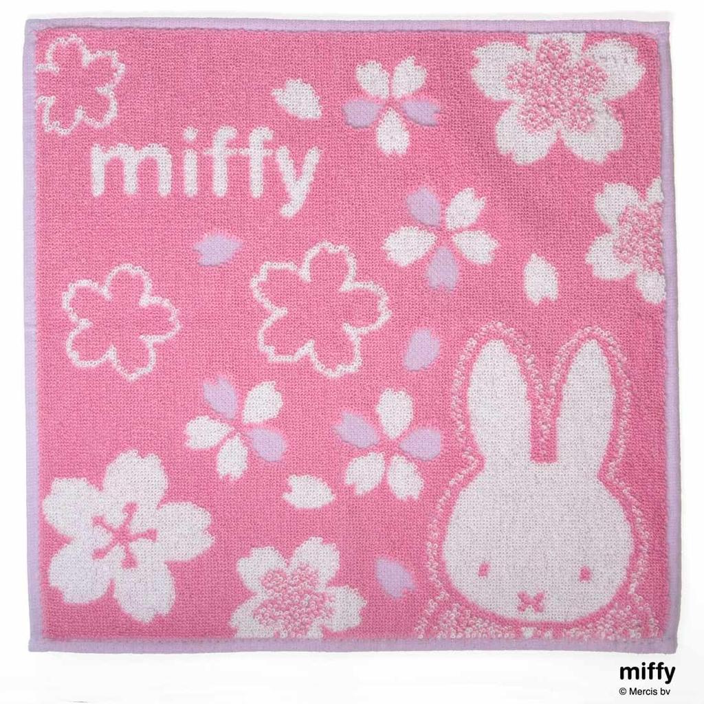 Miffy Towel Cherry Blossoms and Miffy in Hand Handkerchief, (Packaged Organza) (Pink), Women's, Towel, Approx. 25cm, 001031-0003-01