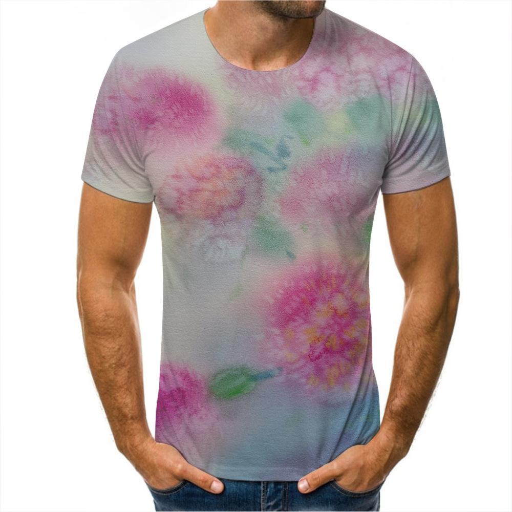 Graffiti-Malerei, Farbverlauf, 3D-Digitaldruck, trendiges Herren-T-Shirt, Rundhalsausschnitt, kurzärmeliges Oberteil