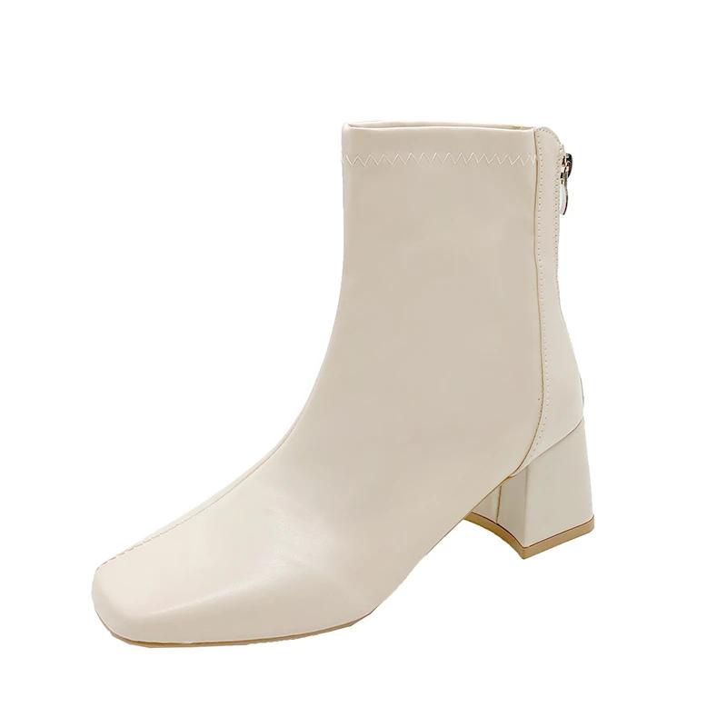 Women's Shoes 2025 New Zipper Women's Boots Classic Daily Boots Women's High Heels Ankle Boots Sexy Square Head Shoes Women