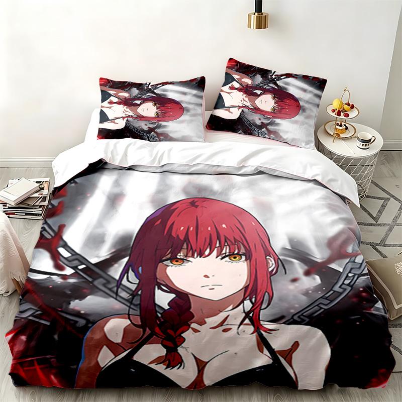 Chainsaw Man 3pc Set Perfect for Bedroom Use Comfortable Bedding Set Includes a Duvet Cover and Two Pillowcases Ideal Birthday or Christmas Gift