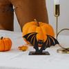 Halloween Horror Atmosphere Decor Bat Ornament, Solid Wood Tea Candle Holder, Classroom Spooky Decoration, for Desktop Electronic Candles Decorative
