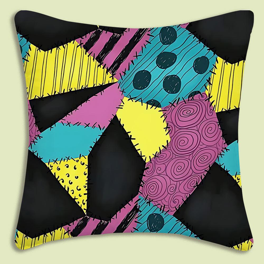 Halloween Skull Jack Sally Pillow Covers Cartoon Sofa Decorative Home Double-Sided Printing Short Plush Cute Cushion Cover