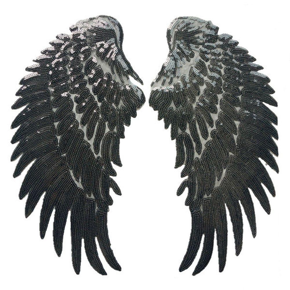 

For Dress Jeans Shirt Iron-on Angel Wings Clothes Decoration Applique Sew Accessories Patches чёрный