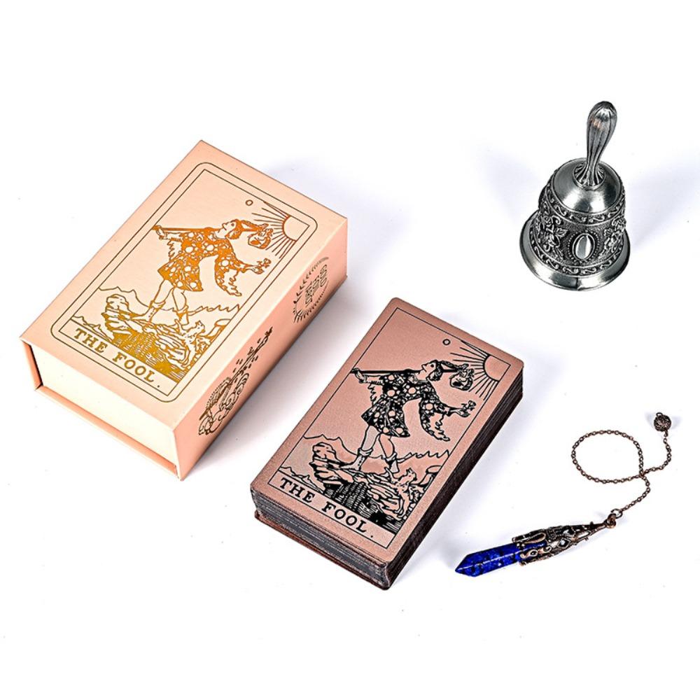 Hexagram Gold Foil Tarot Cards with Rose Pattern, 78 Cards Rider Tarot Deck 12*7cm, with Paper Instruction Guide