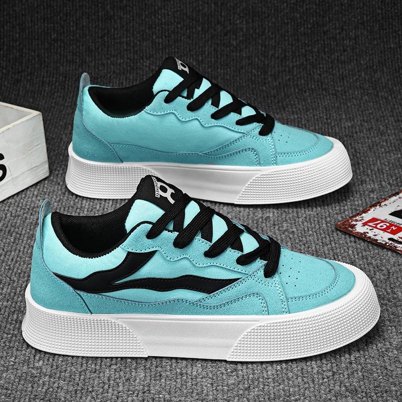 Herren Canvas Schuhe Mode Einfarbig Weiß Plateau Sneaker Low Top Lässig Schnürschuhe Männlich Bequem Skateboard Sportsneaker