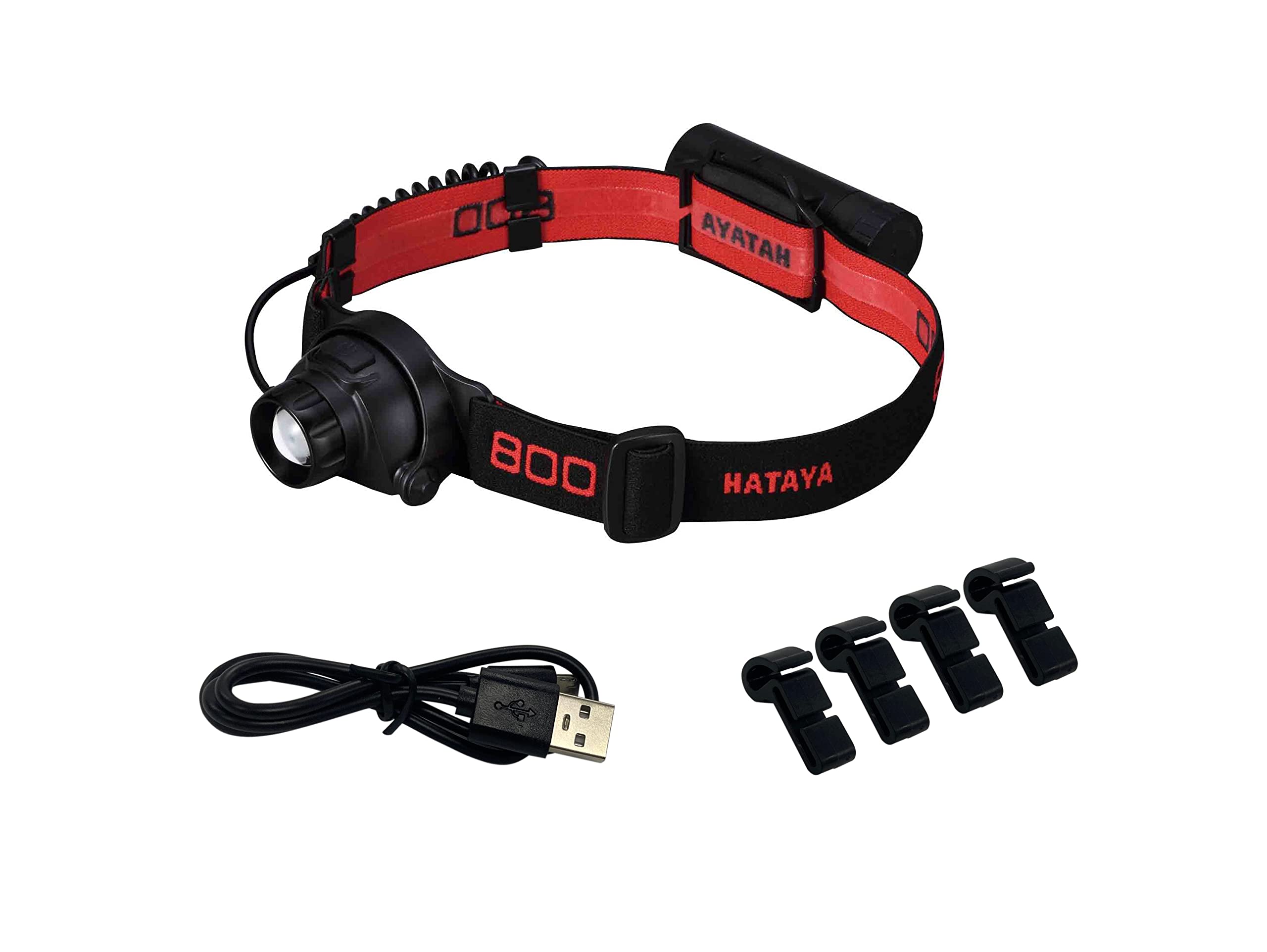 

HATAYA USB Rechargeable LED Work Outdoor IP64 Dustproof and 800Lm Total Luminous Adjustable Head Lightweight and for and Construction LED Headlight