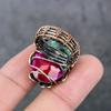 Bi-Color Tourmaline Handmade Copper Wire Wrap Jewelry Ring Size 8.5 F9Z04