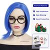 Synthetic Hair Short Straight Blue Bob Cosplay Wigs for Women Anime Cartoon Costume Wig with Glasses Set Halloween Party Use
