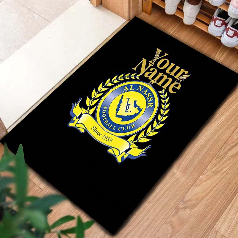 Al Nassr Crest Custom Name Carpet Rug For Living Room Bedroom Home Sofa Decoration Kids Play Nonslip Floor Mat