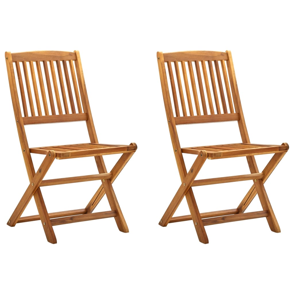 Buy Folding Outdoor Chairs 2 pcs Solid Acacia Wood at affordable prices