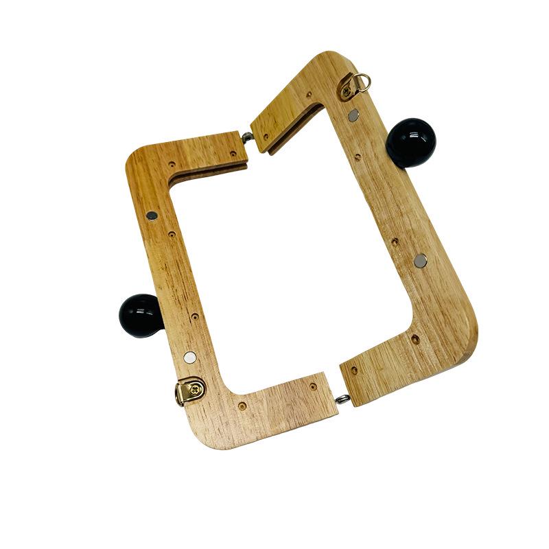 Haomeng Stylish Round Handbag with Solid Wood Handle Clasp