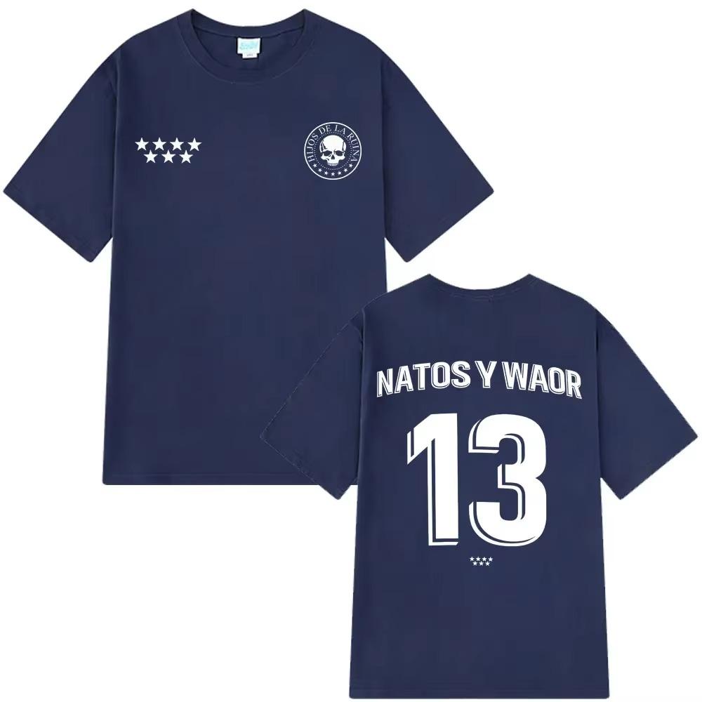 

Rapper NATOS WAOR 13 T Shirts Fashion Hip Hop Vintage T Shirt Men Women Clothing Cotton Summer Oversized T-shirt Streetwear Tops S темно-синий