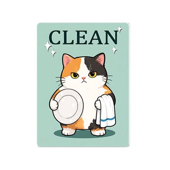 Heavy Duty Magnetic Sign Clean Dirty Dishwasher Magnet, Acrylic Cartoon Animal Sign, Double-Sided & Magnet for Kitchen Decoration Double Sided