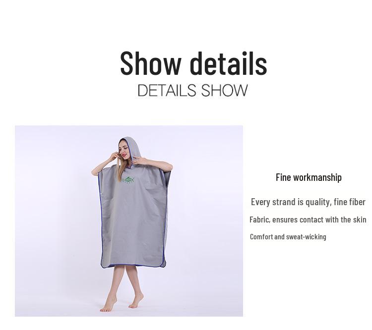 Plážové pončo z mikrovlákna s kapucí: Přenosný nositelný župan s ručníkem