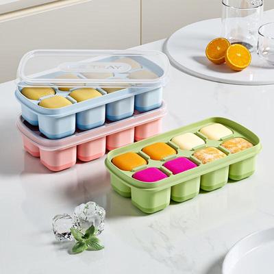 Guan Zhuo Jia 8-Grid Soft-Bottom Ice Cube Trays with Lids - 3 Pack