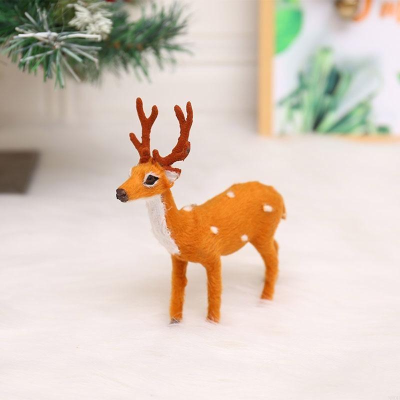 N80B for Creative Christmas Elk Ornament Simulation Winter Elk Figurine Crafts Decor for Home Restaurant Bar Table Decoration