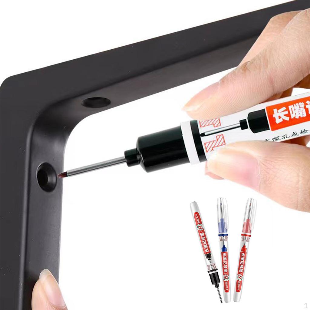 3x Multipurpose Long Reach Markers Waterproof Pen Deep Hole Woodworker Nib for Ceramic Metal