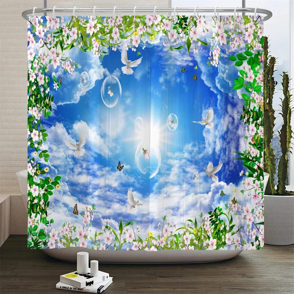 Nature Forest landscape Shower Curtains Bathroom Curtain Frabic Waterproof Polyester Scenery Bath Curtain with Hooks