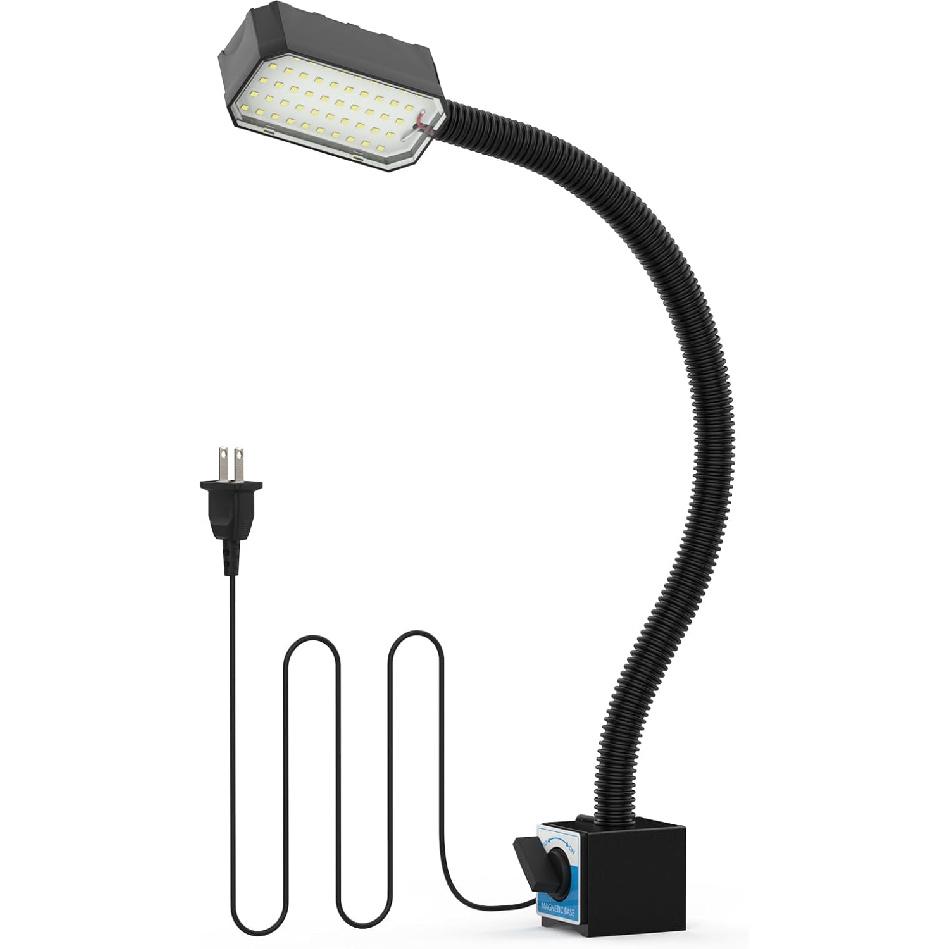 Magnetic Work Light, 1300 Lumens Led Machine Light with Strong Magnetic Base, Flexible Gooseneck Magnetic Lamp for Lathe and Drill Press, 10W 120V