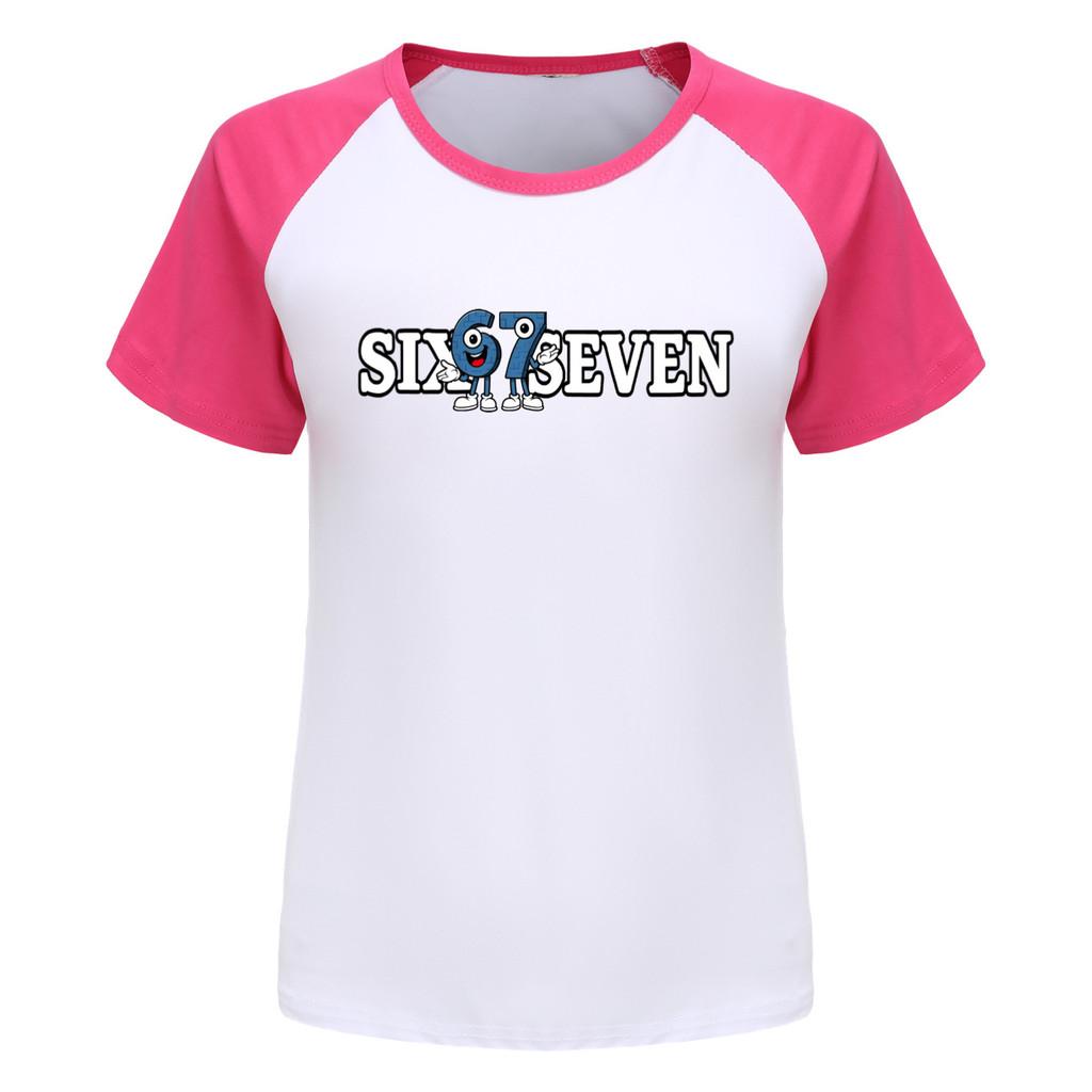 5388 Boys Girls Brainrot 67 Print Raglan Cute Casual T-Shirt