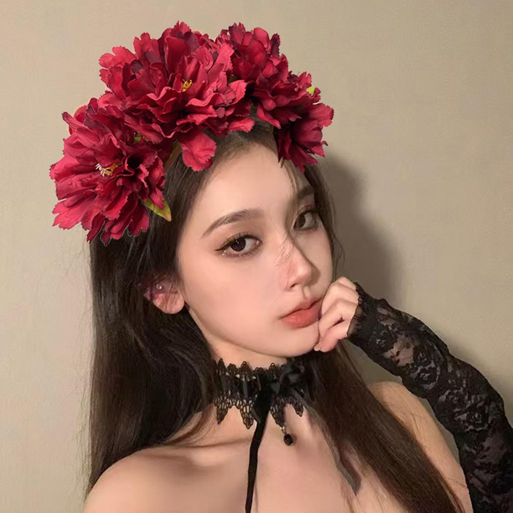 Peony Headband Artificial Flower Headwear Wedding Party Photo Props Party Headwear Cosplay Accessories