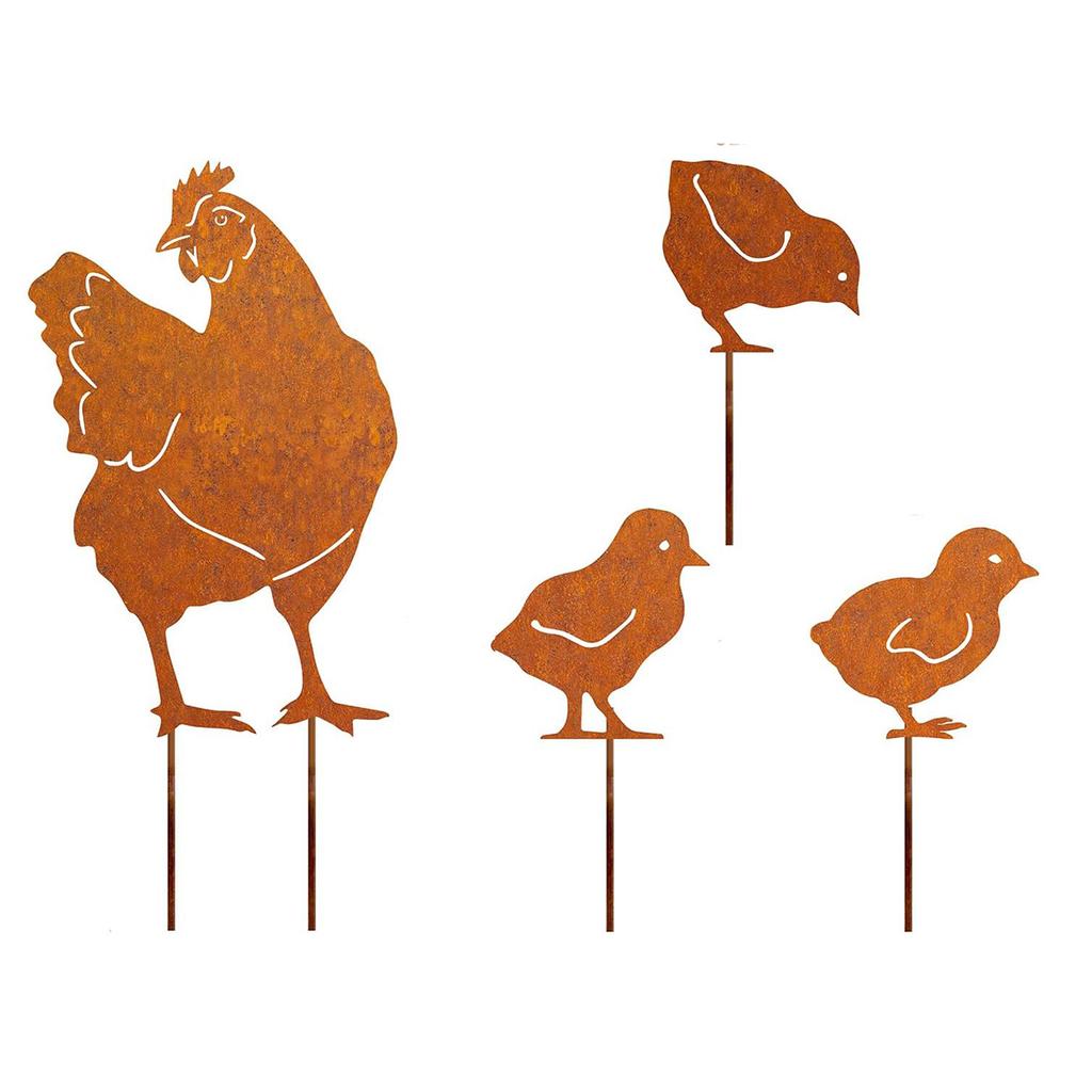 Kovová dekorace na zahradu pro zvířata Zrezivělá zvířata pro venkovní dekorace Venkovní dekorativní kůl na trávník Příslušenství