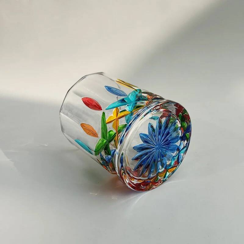 

Designer Cup Colorful Jewelry Whiskey Glass Vintage Italian Collection Art Wineglass Venice Enamel Whisky Tumbler Brandy Snifter 300ml синій