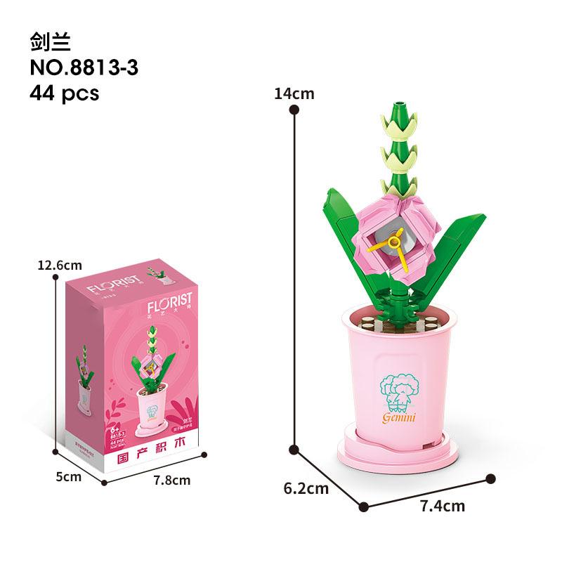 Bouquet Flower Bricks Construction Set Micro Particle Building Block Toy for Children Girl 6 to 10 Year Old Block Assembling Toy