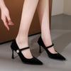 Spring and Summer Women's Casual High-heeled Shoes Leather Shoes Temperament Comfortable Wear-resistant High Heels
